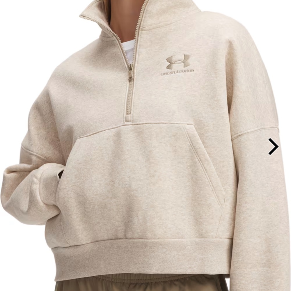 NWT Women’s Under Armour Icon Fleece Oversized Half-Zip Pullover- City Khaki